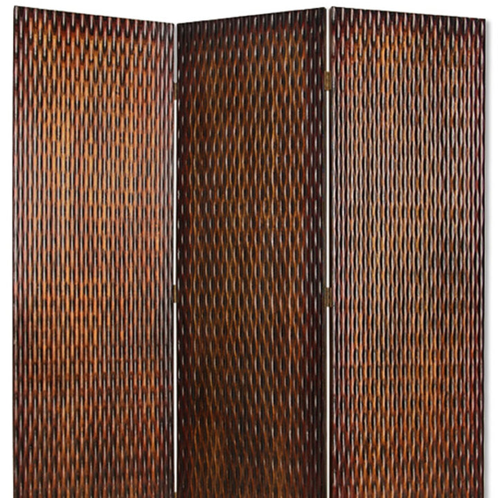 1" X 63" X 72" Brown Wood 3 Panel  Screen