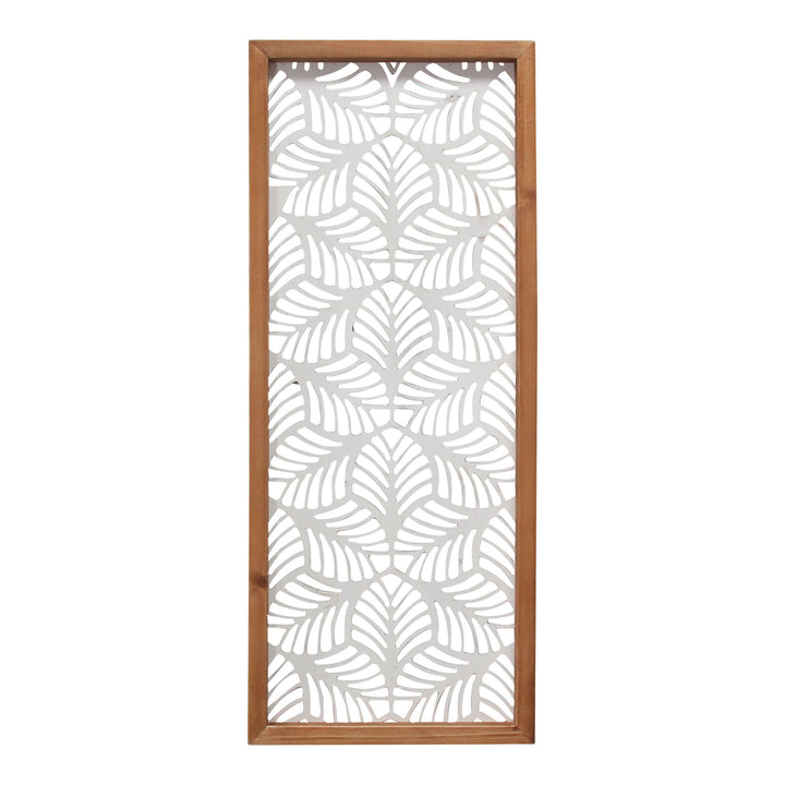 Carved Leaf Wood Framed Wall Panel