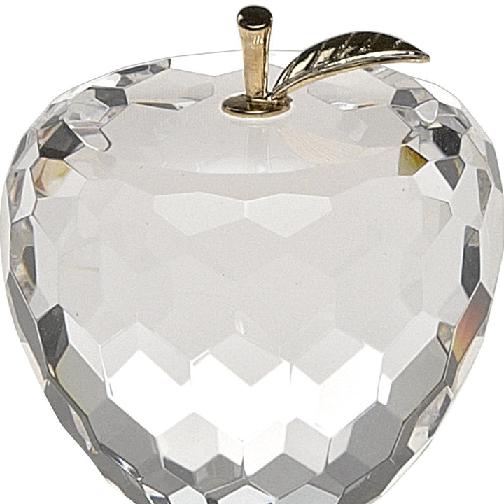 Gold Crystal Faceted Apple Paperweight With Gold Leaf