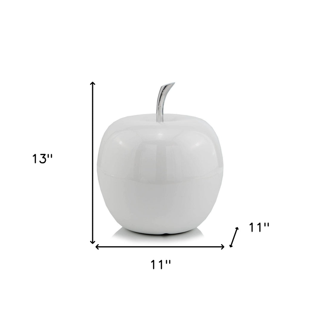 White Jumbo Apple Shaped Aluminum Accent Home Decor