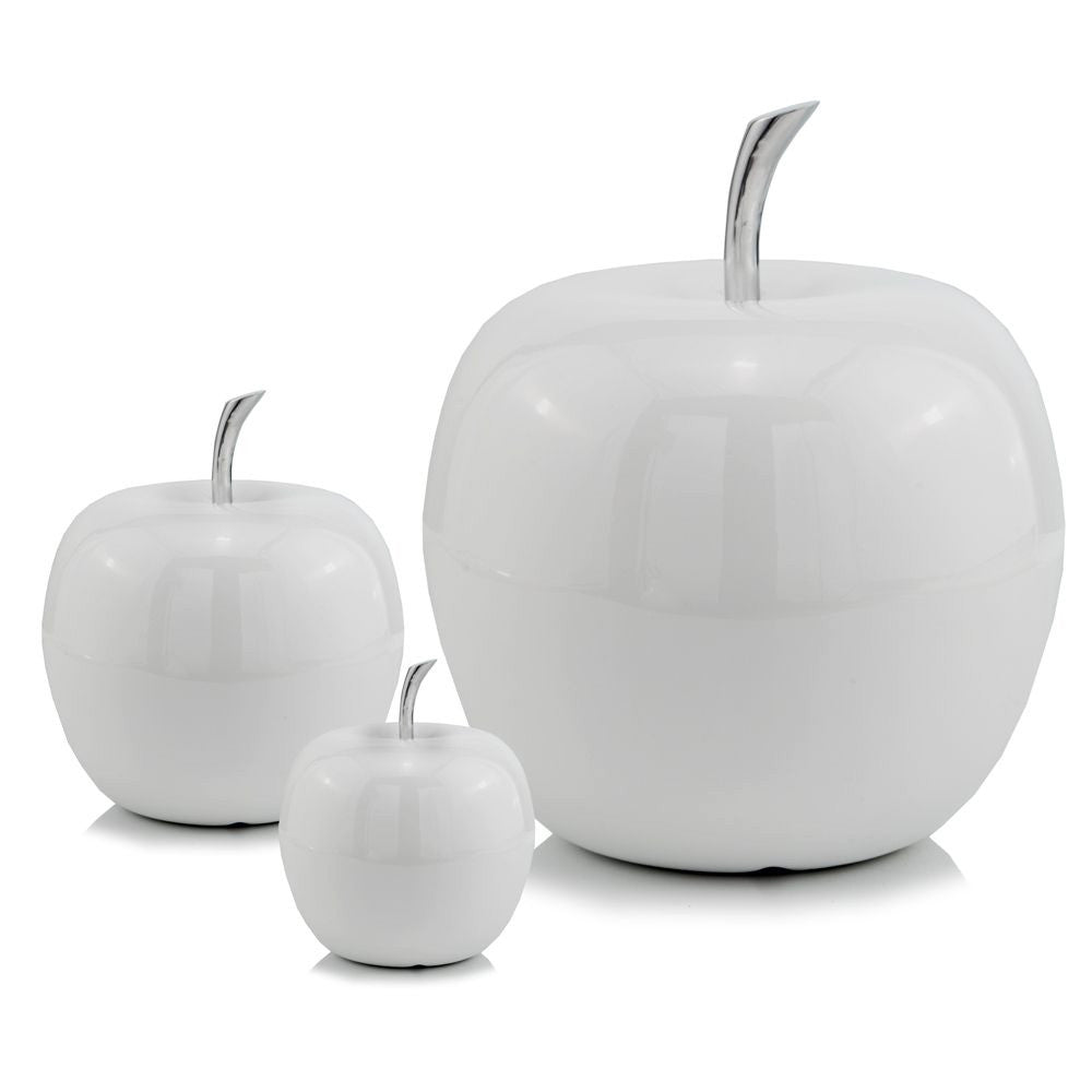 White Jumbo Apple Shaped Aluminum Accent Home Decor