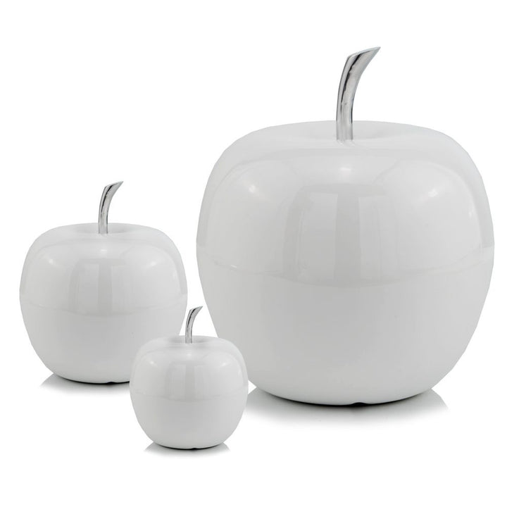 White Jumbo Apple Shaped Aluminum Accent Home Decor