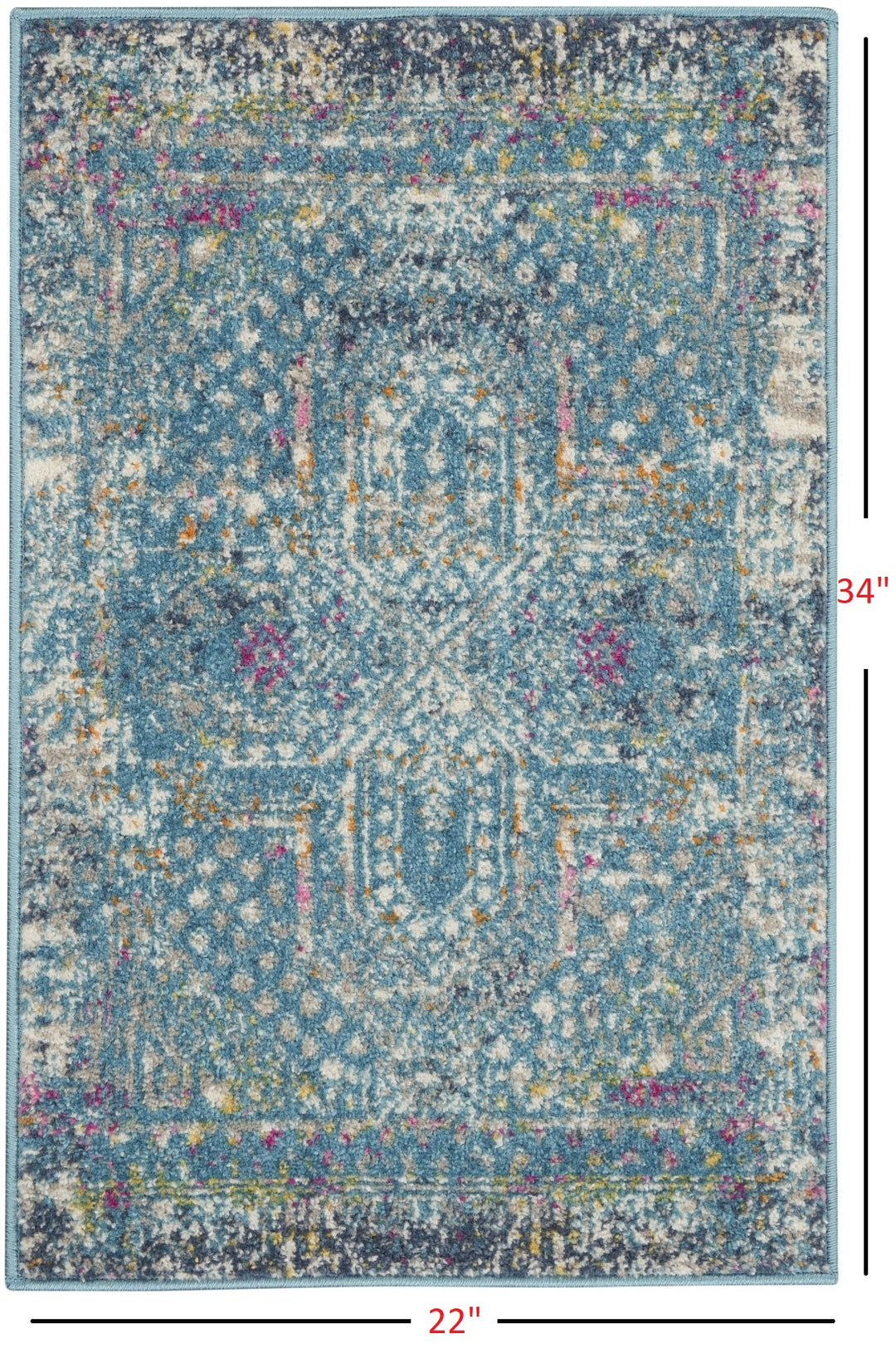 2' X 3' Blue Southwestern Power Loom Area Rug