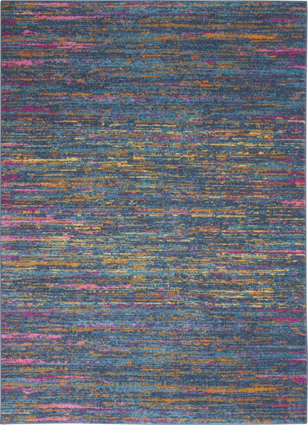 4’ X 6’ Blue Distressed Striations Area Rug