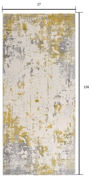 13' Runner Gold Abstract Dhurrie Runner Rug