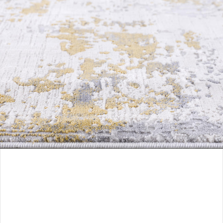 13' Runner Gold Abstract Dhurrie Runner Rug