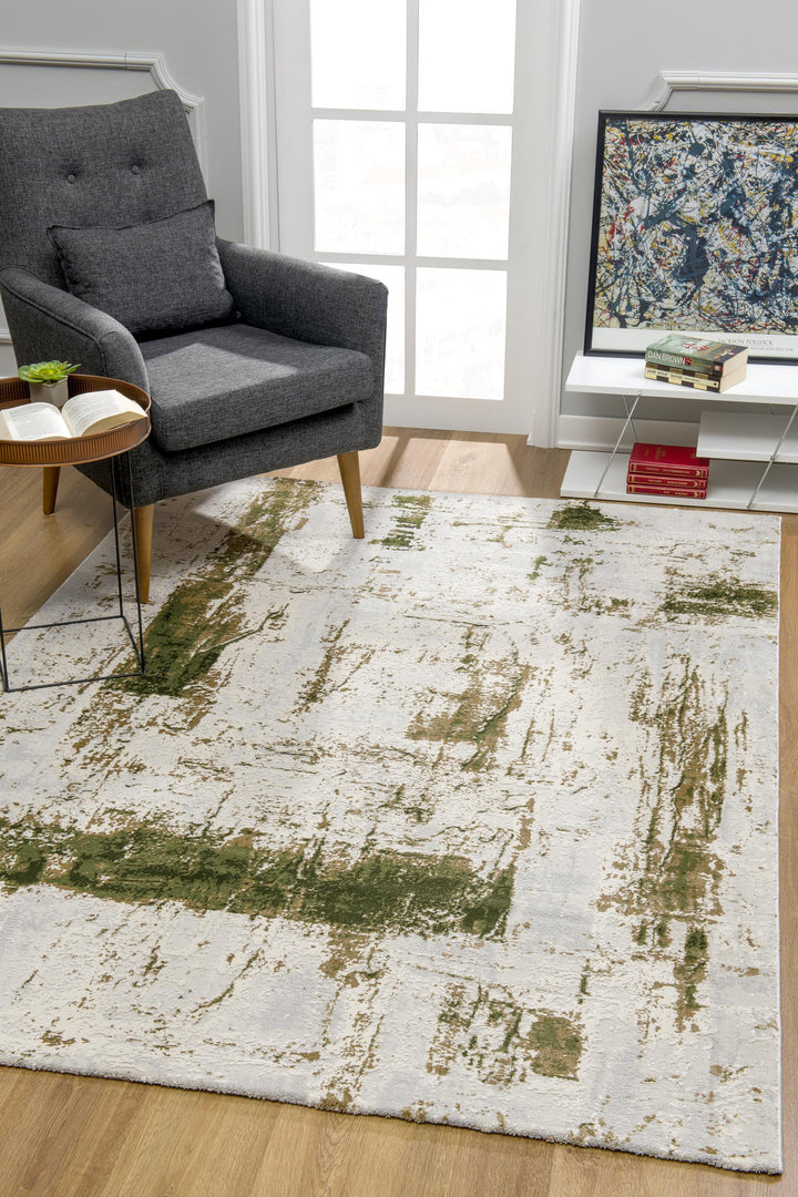 8' X 10' Green Abstract Dhurrie Area Rug