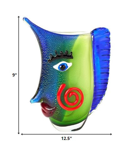 Stunning Mouth Blown Murano Style Art Glass Face Sculpture