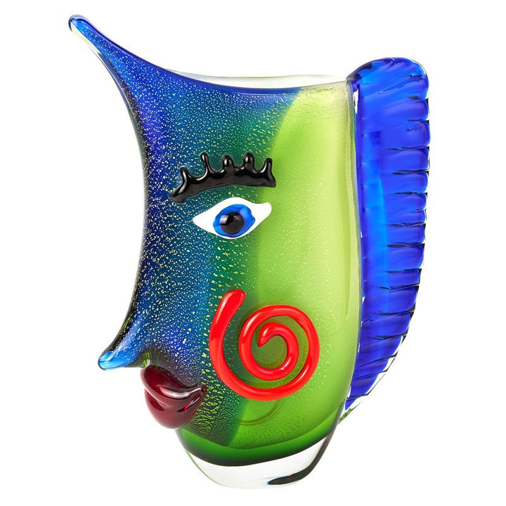 Stunning Mouth Blown Murano Style Art Glass Face Sculpture