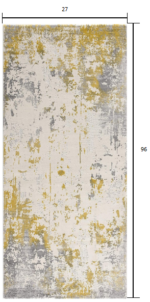 8' Gold Abstract Dhurrie Runner Rug