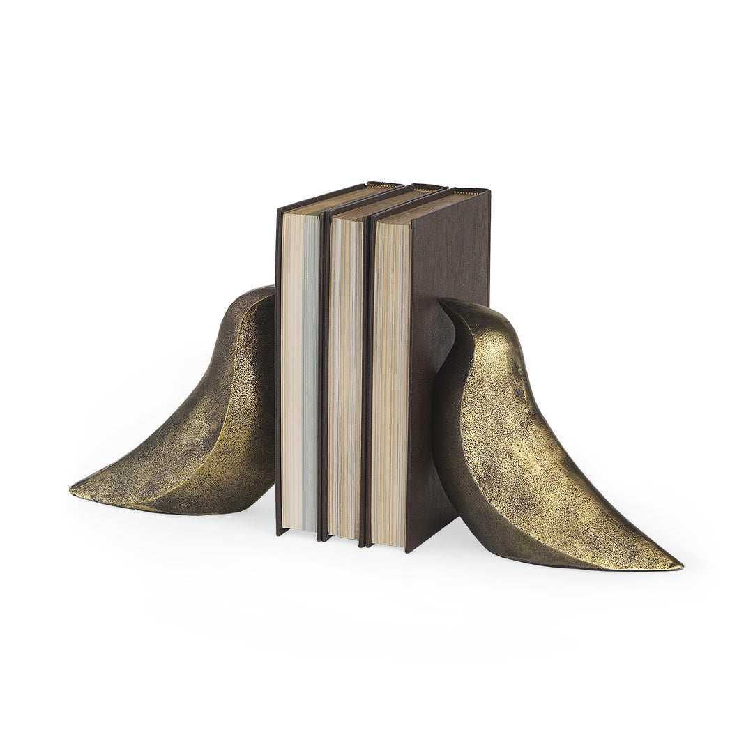 Rustic Antiqued Gold Dove Bookends