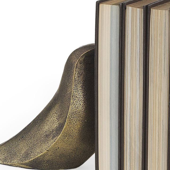 Rustic Antiqued Gold Dove Bookends