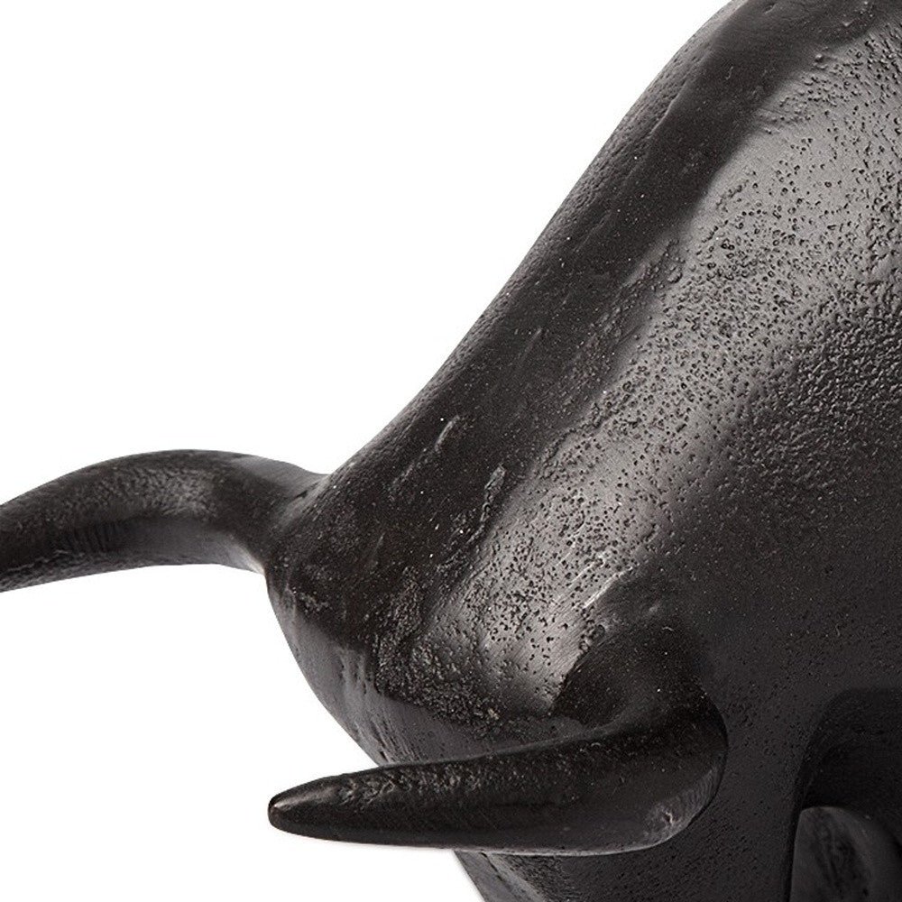 Black Cast Aluminum Raging Bull Decor Piece