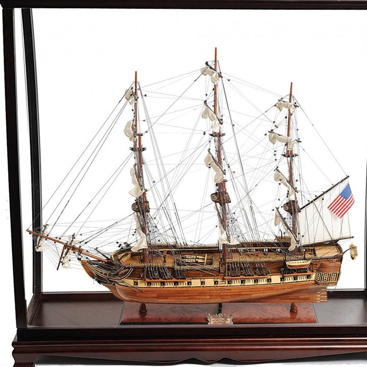 32" Wood Brown 1797 USS Constitution Hand Painted Decorative Boat with Case