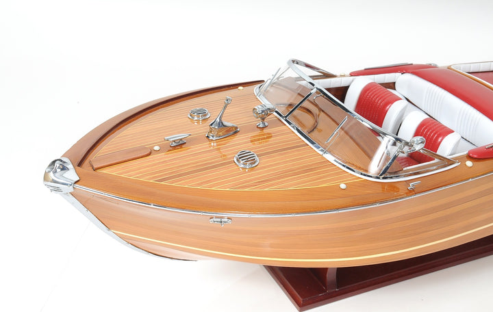 15" Wood Brown Riva Aquarama Speedboat Exclusive Display Case Edition Hand Painted Model Boat