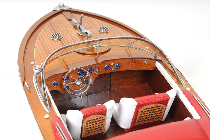 15" Wood Brown Riva Aquarama Speedboat Exclusive Display Case Edition Hand Painted Model Boat