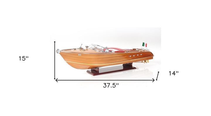 15" Wood Brown Riva Aquarama Speedboat Exclusive Display Case Edition Hand Painted Model Boat