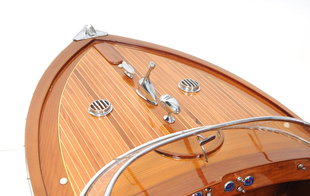 15" Wood Brown Riva Aquarama Speedboat Exclusive Display Case Edition Hand Painted Model Boat