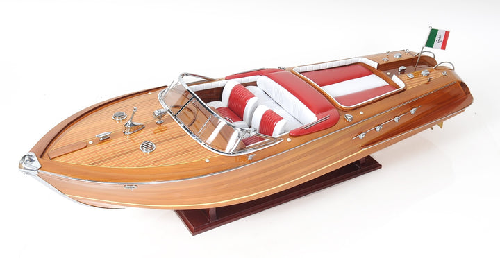 15" Wood Brown Riva Aquarama Speedboat Exclusive Display Case Edition Hand Painted Model Boat