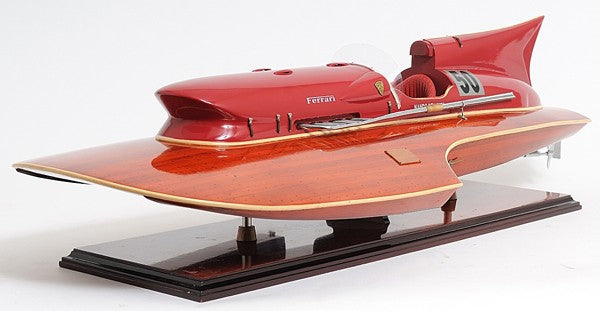 10" Wood Brown Ferrari Hydroplane Large Boat Hand Painted Decorative Boat