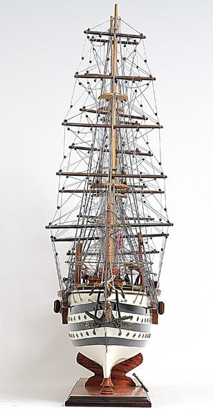 32" Black and White Amerigo Vespucci Boat Hand Painted Decorative Boat