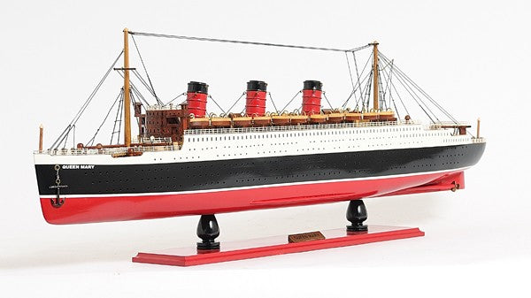 12" Black and Red RMS Queen Mary Large Boat Hand Painted Decorative Boat