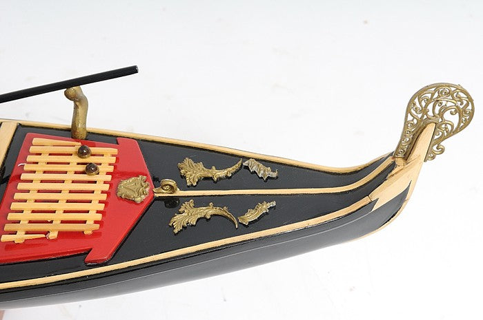 8" Black and Red Venetian Gondola Hand Painted Decorative Boat