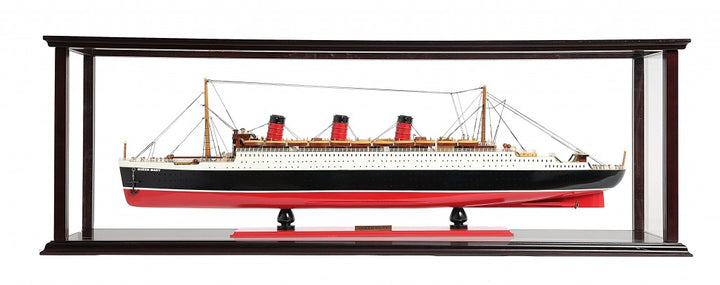 15" Black and Red RMS Queen Mary Large Display Case Hand Painted Decorative Boat with Case