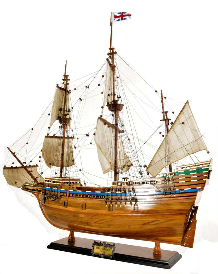 30" Wood Brown Mayflower Boat Hand Painted Decorative Boat