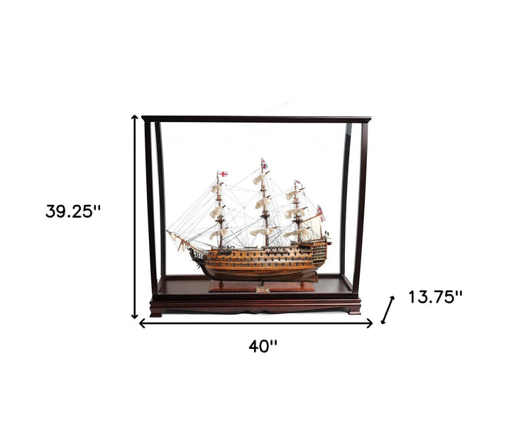 39" Wood Brown HMS Victory Large Table Top Display Hand Painted Decorative Boat