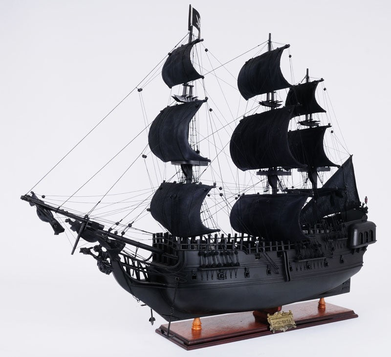 29" Black Black Pearl Pirate Boat Hand Painted Decorative Boat