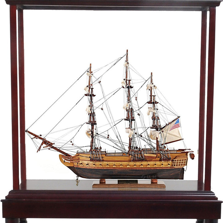 50" Wood Brown 1797 USS Constitution Hand Painted Boat with Case