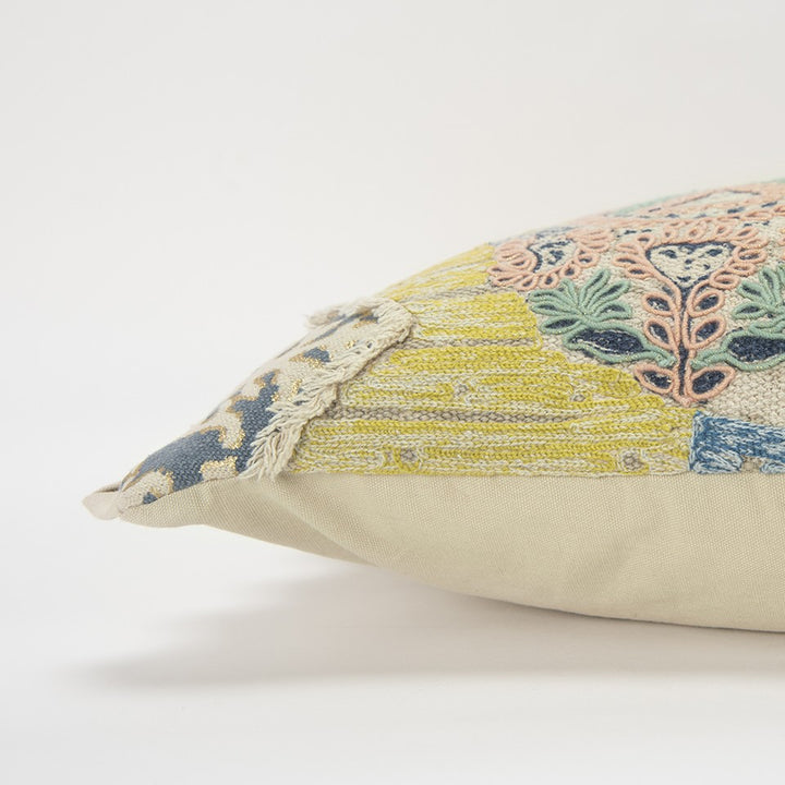 Yellow Navy Whimsical Collage Lumbar Pillow