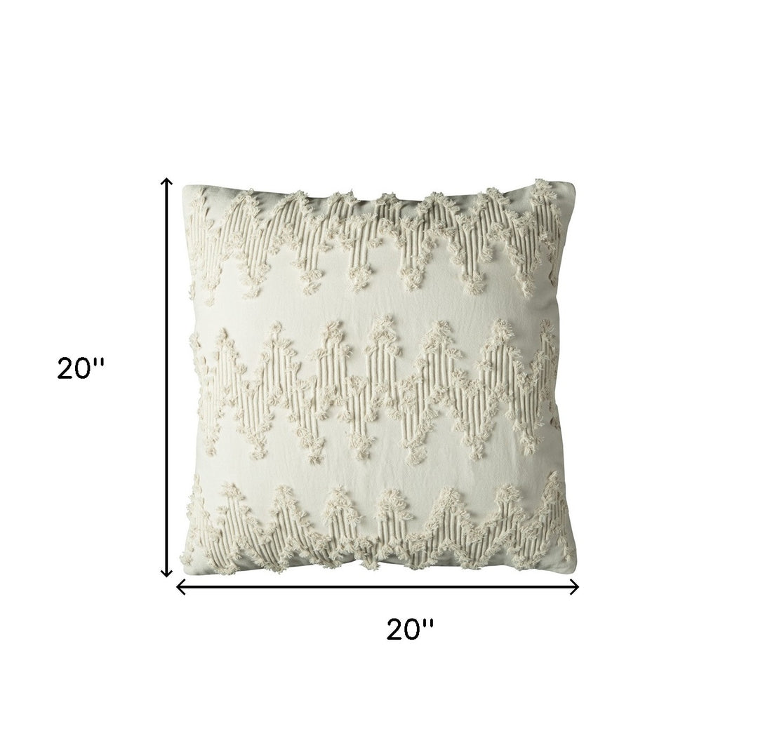 White Shaggy Chevron Throw Pillow