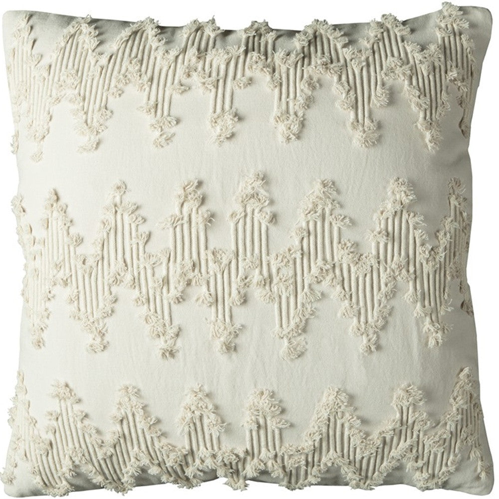 White Shaggy Chevron Throw Pillow