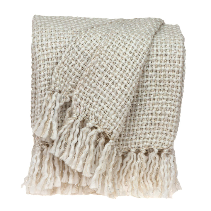 Parkland Collection Shimmer Transitional White 52" x 67" WOVEN HANDLOOM Throw