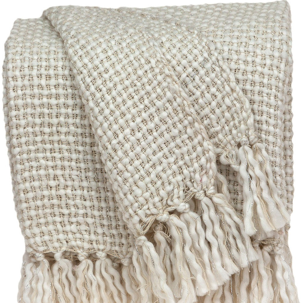 Parkland Collection Shimmer Transitional White 52" x 67" WOVEN HANDLOOM Throw