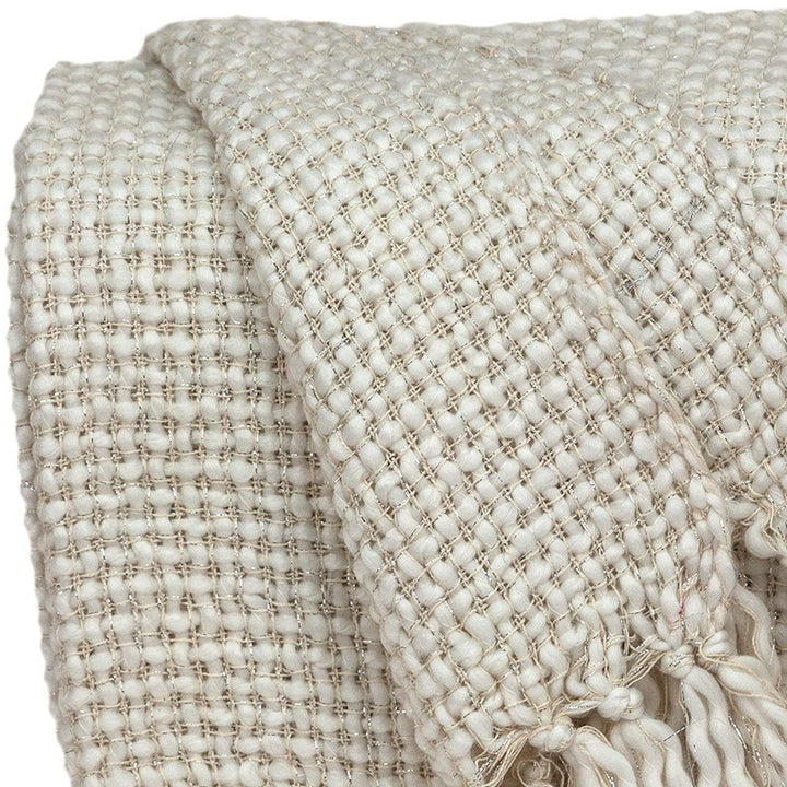 Parkland Collection Shimmer Transitional White 52" x 67" WOVEN HANDLOOM Throw