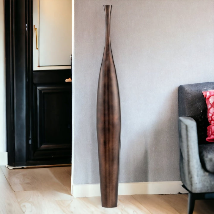 50" Aluminum Antiqued Bronze Trumpet Floor Vase