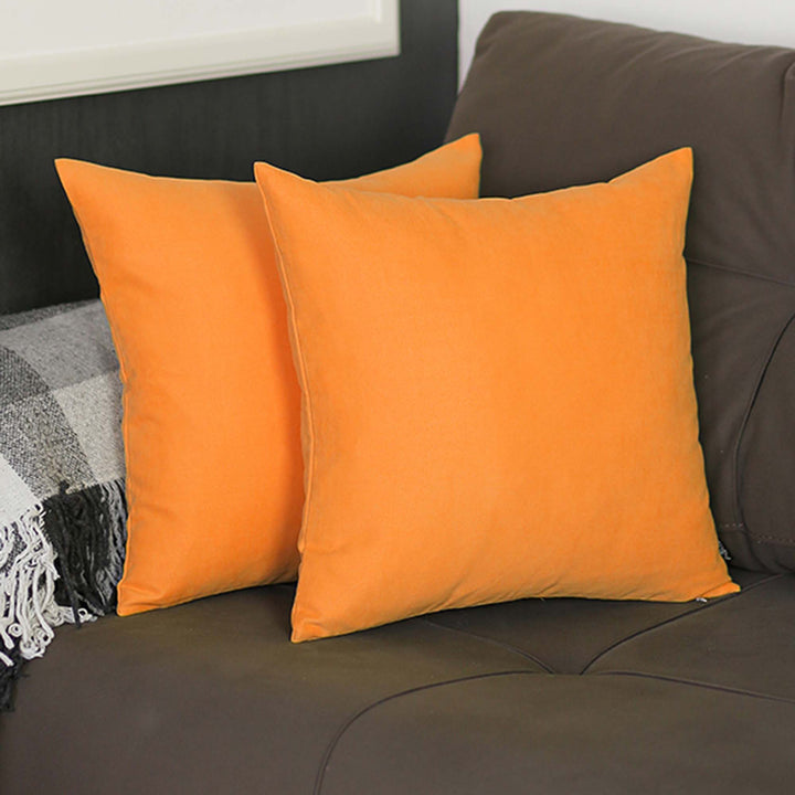 Set Of Two 18" X 18" Orange Polyester Zippered Pillow