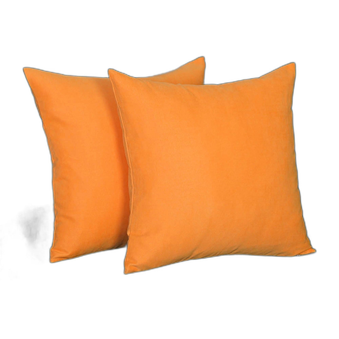 Set Of Two 18" X 18" Orange Polyester Zippered Pillow
