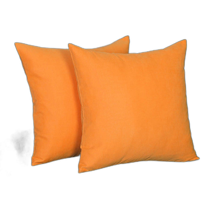 Set Of Two 18" X 18" Orange Polyester Zippered Pillow
