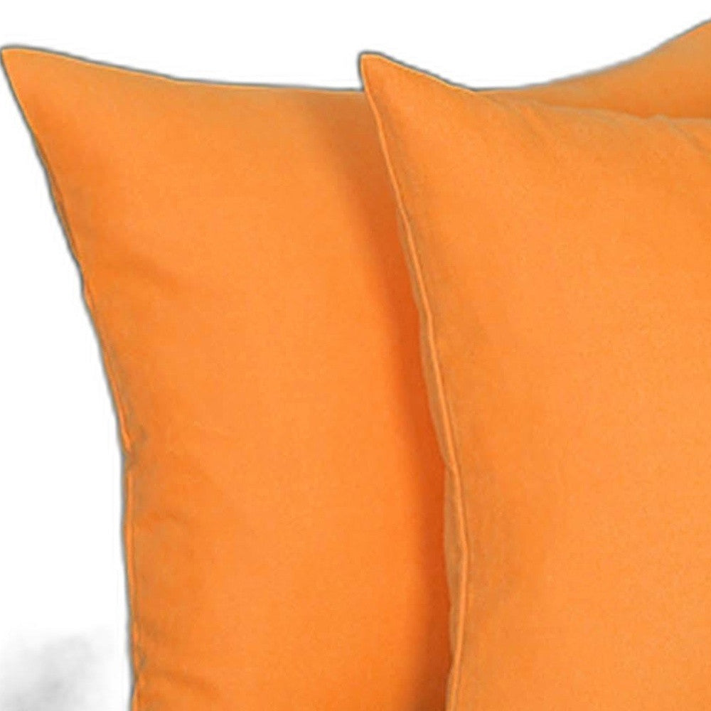 Set Of Two 18" X 18" Orange Polyester Zippered Pillow