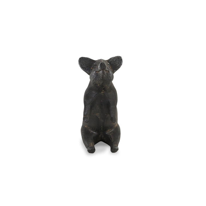 8" Black Rustic Metal Pig Figurine