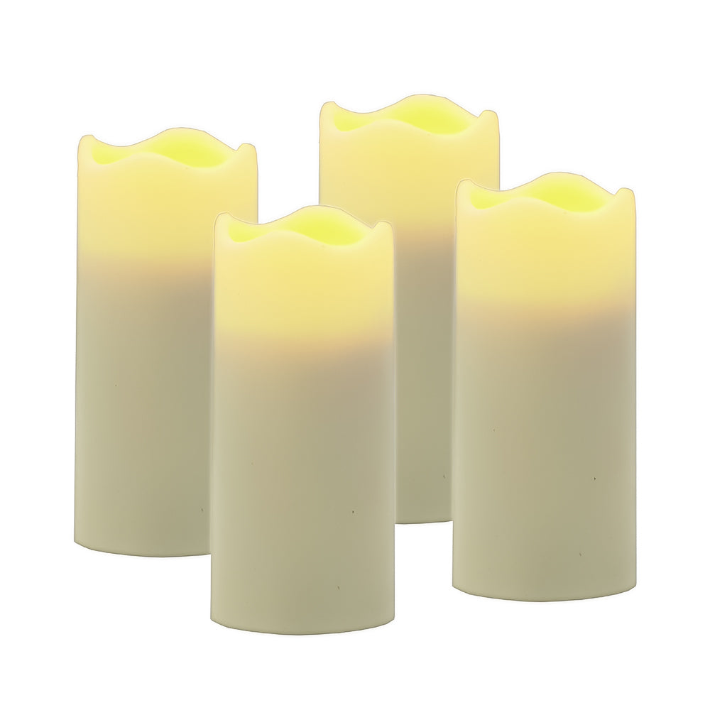 Set of Four Ivory Flameless Pillar Candles