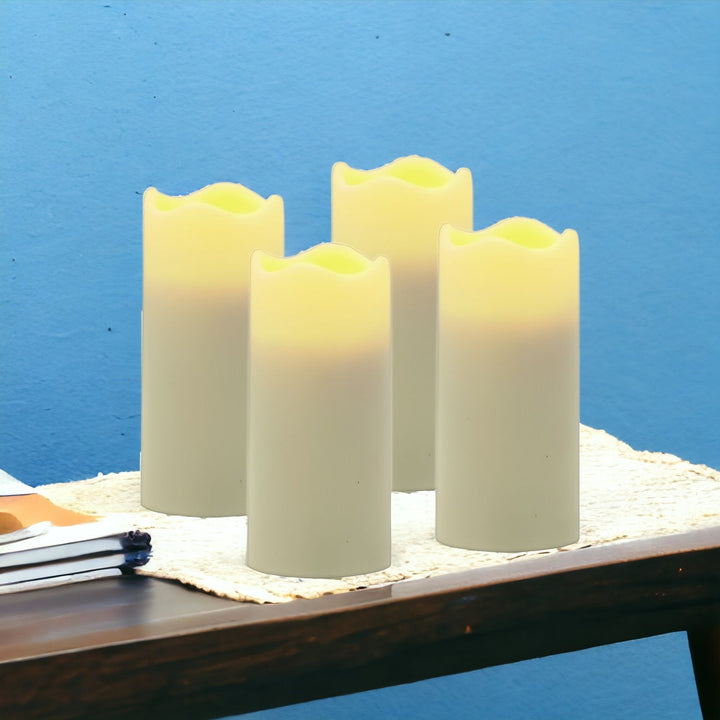 Set of Four Ivory Flameless Pillar Candles