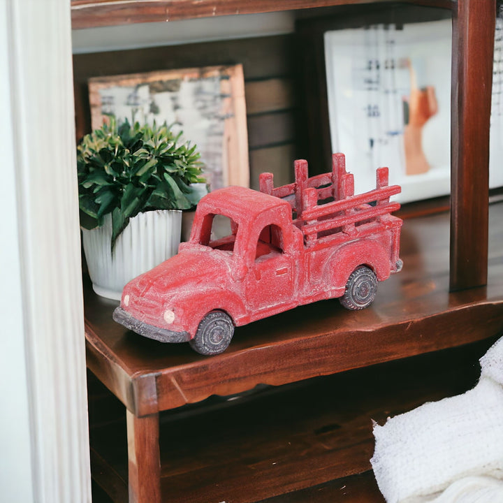 5" Red Metal Truck Hand Painted Decorative Truck