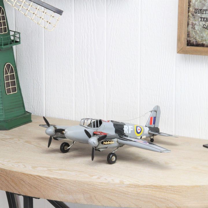 4" Black and Gray Metal Hand Painted Model Airplane