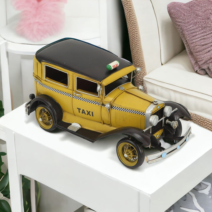 7" Yellow and Black Metal Hand Painted Model Car