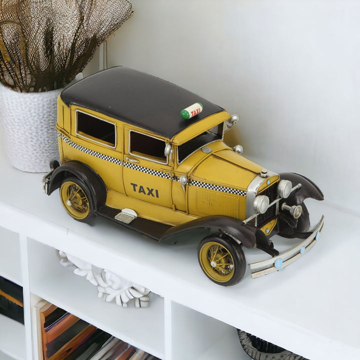 7" Yellow and Black Metal Hand Painted Model Car